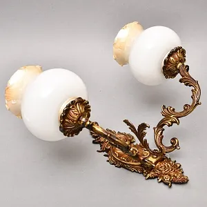 Пара Бронзовых Настенных Электрических Двух рожковых Светильников - Бра, СССР 70 -е гг. 