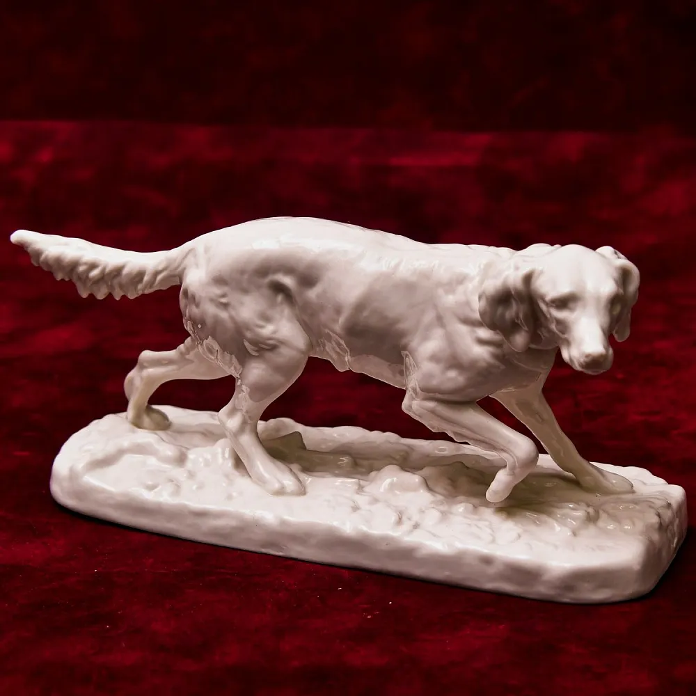 Антикварная Фарфоровая Статуэтка «Охотничья Собака - Сеттер», Nymphenburg, Германия первая половина ХХ века.