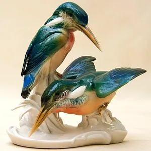 Птицы - Фарфоровая Статуэтка «Пара Зимородков», Карл Энс/ Karl Ens Германия 50гг.