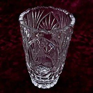 Хрустальная Ваза для цветов «Олимпиада - 80», Н -21 см., СССР - 1980 год.