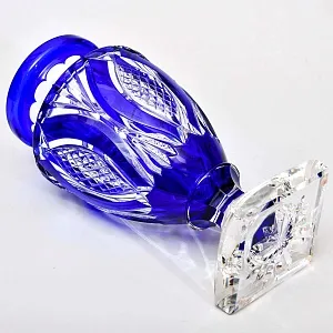 Редкость! Ваза на ноге Синего Цвета, Хрусталь VAL SAINT LAMBERT Бельгия 60гг.