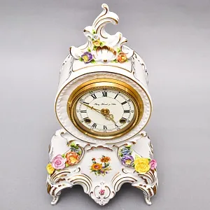 Винтажные Каминные Механические Фарфоровые Часы с боем «Время Роз», Franz Hermle & Sohn Германия 50 гг. 