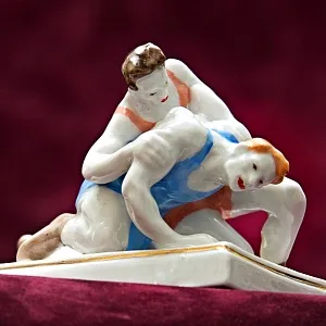 Авторская Коллекционная Фарфоровая Статуэтка «Борцы», ДФЗ Дулево СССР -1959 год. 
