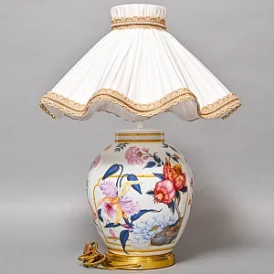 Настольная Электрическая Лампа - Светильник «Цветущий Гранат» Фарфор PORCELAIN DE PARIS, Франция.