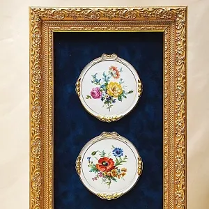 Картина - Панно из Трех Фарфоровых Плакеток  «Летние Цветы», KAISER Германия.