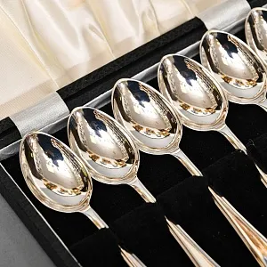 Винтажный набор из 6-ти кофейных ложек, Silverplate, J Dixon & Sons SHEFFIELD Англия, 50-е гг. 