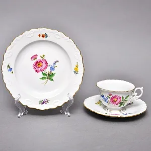 Фарфоровый Чайный Сервиз на 6-ть персон «Мейсенский букет», MEISSEN Германия, 1924 - 1934 годы.