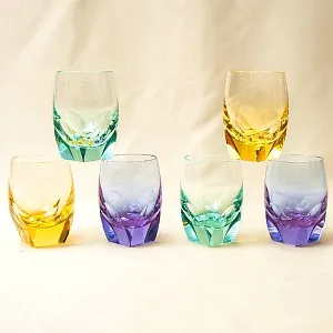 Набор 6-ть Стаканов серия «BAR» Цветной Хрусталь, MOSER - МОЗЕР Чехия.