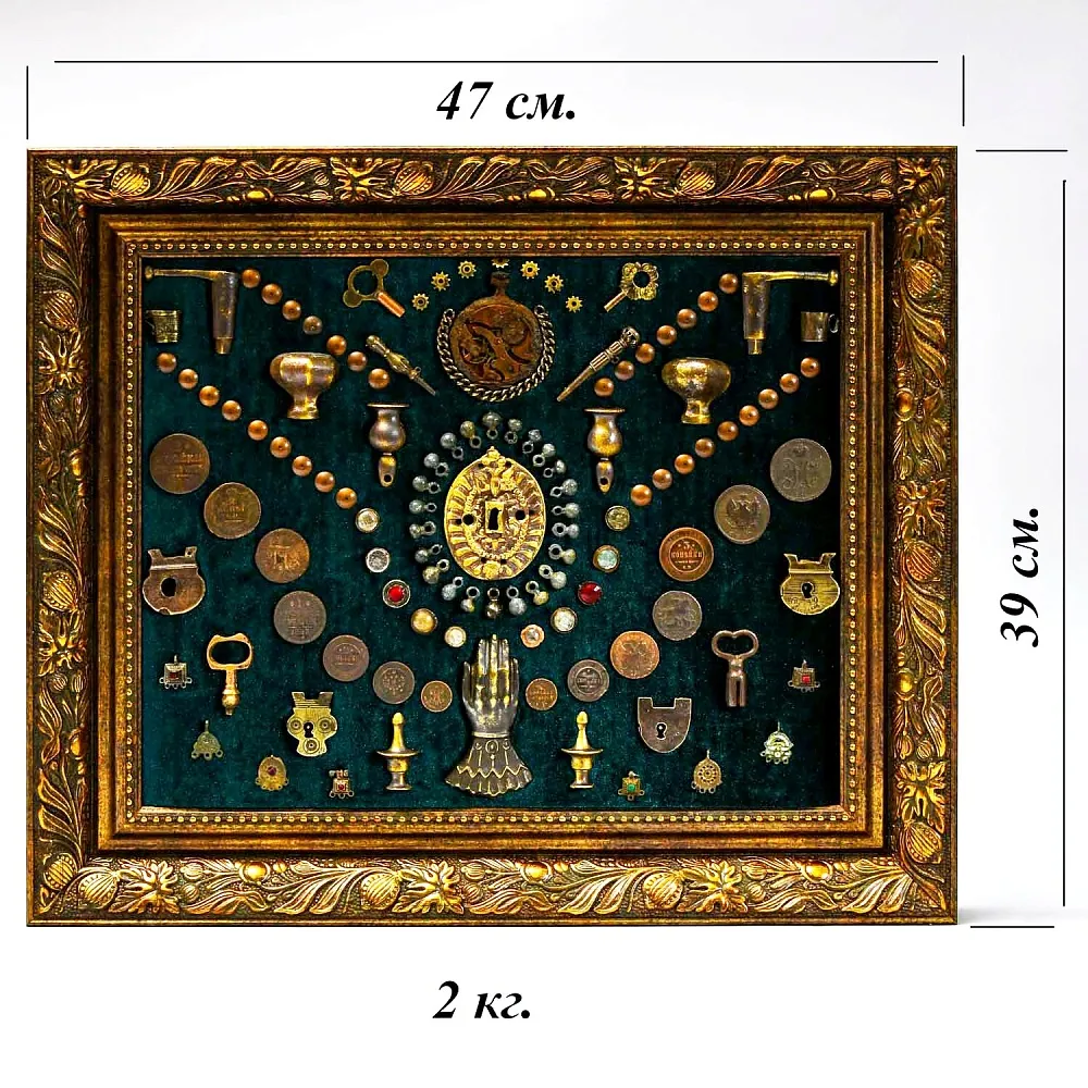 Настенное Коллекционное Панно - Картина «Старинная Мелочёвка». Россия конец XIX  начало ХХ века.