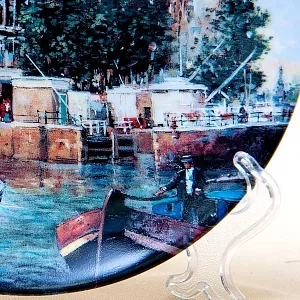 Коллекционная Тарелка «Канал Сингел в Амстердаме» Фарфор, Royal MOSA, Голландия -1991 год.