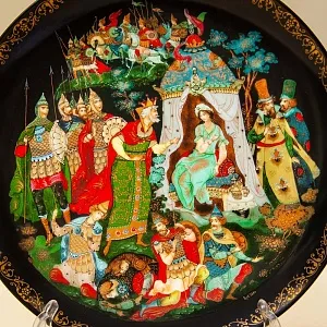 Коллекционная Тарелка «СКАЗКА О ЗОЛОТОМ ПЕТУШКЕ» Фарфор - ЛФЗ, СССР -1989 год.