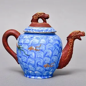 Чайный Сервиз на 6 персон «Небесные Драконы», Фарфор SATSUMA Япония, середина ХХ века.