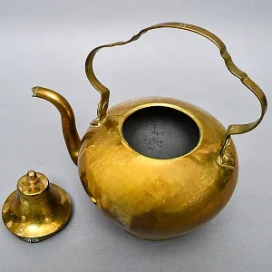 Большой Антикварный Латунный Чайник на 5 литров, Франция, начало ХХ века.