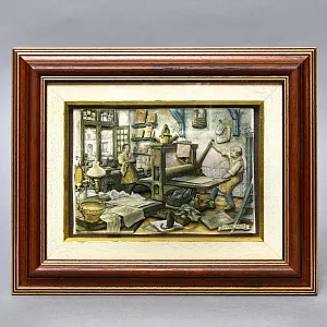 Объемная Картина - Панно в технике 3D декупаж «Старинная типография», 70-е годы ХХ века.