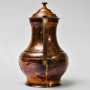 Декоративный Антикварный Медный Кофейник - Чайник, Бельгия 20 -е годы ХХ века.