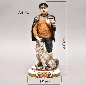 Коллекционная Авторская Статуэтка «Советский Исследователь Арктики - Папанин И.Д.», фарфор, Россия. 