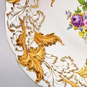 Коллекционное Фарфоровое Блюдо «Букет с розой», MEISSEN Германия, первая половина ХХ века. 