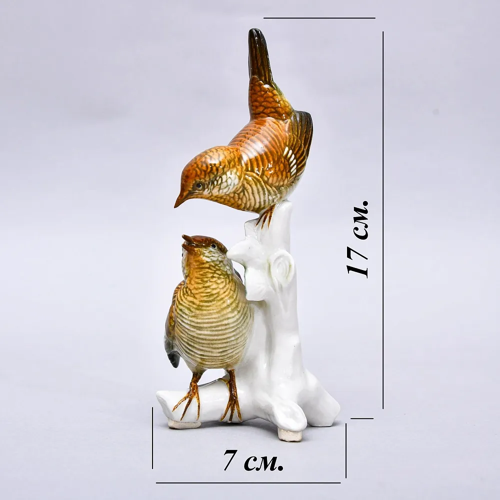 Фарфоровая Статуэтка «Пара Птиц - Крапивники», Карл Энс / Karl Ens Германия, середина ХХ века.