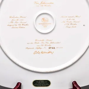  Коллекционная Тарелка - Настенное Блюдо «Времена года. Зима», Фарфор Hutschenreuther Германия - 1978 год.