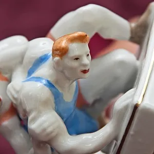 Авторская Коллекционная Фарфоровая Статуэтка «Борцы», ДФЗ Дулево СССР -1959 год. 