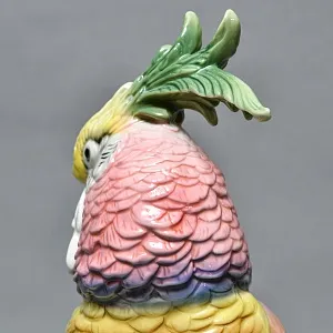 Большая Фарфоровая Статуэтка Птицы «Розовый Какаду» Н-36 см., Karl Ens Германия, первая половина ХХ века.