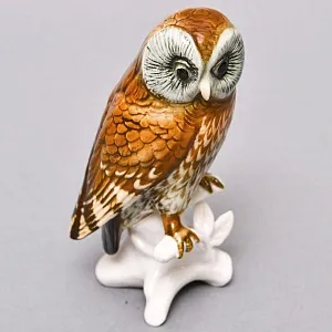 Коллекционная Фарфоровая статуэтка «Птица - СОВА», Карл Энс / Karl Ens Германия, середина ХХ века. 