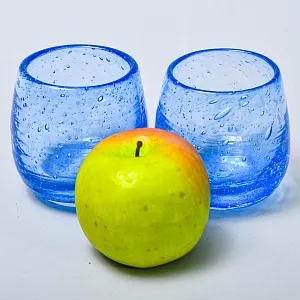 Редкость! Пара Авторских Стеклянных Стаканов «АКВАМАРИН», ручная работа BIOT Франция 80гг..