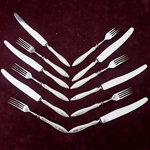 Редкость!!! Набор Столовые Ножи - Вилки «Серп и Молот» 6 пар, Нержавеющая сталь, СССР 50гг.