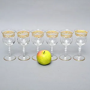 Хрустальные Фужеры - Бокалы для вина серия «Gold Laura», JOSEPHINENHUTTE, Германия -50 гг.