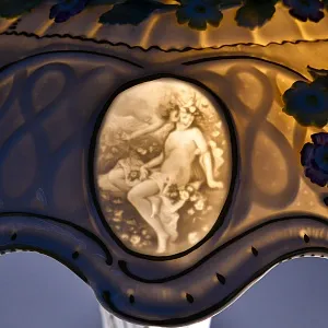 Редкость! Фарфоровая Настольная Электрическая Лампа «ХОРОВОД», Литофания, PLAUE Германия.