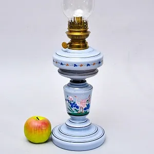 Антикварная Керосиновая Лампа «Kosmos - Brenner», Стекло / Роспись, Франция начало ХХ века.