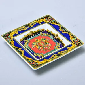 Коллекционная Фарфоровая Тарелочка - Визитница - Пепельница из серии "Король - Солнце", VERSACE Rosenthal Германия, 1993 год.