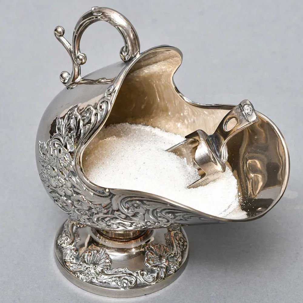 Винтажная Металлическая Сахарница с Совочком Silverplated, Италия.