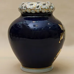 Кобальтовая Коллекционная Ваза «Золотая Роза» WALLENDORF, Германия -1963 год.