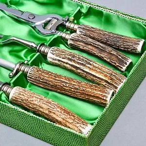 Набор для Барбекю «Охота» - 4 предмета, Stainless Steel Solingen Германия, 60 -е годы ХХ века.