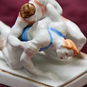 Авторская Коллекционная Фарфоровая Статуэтка «Борцы», ДФЗ Дулево СССР -1959 год. 