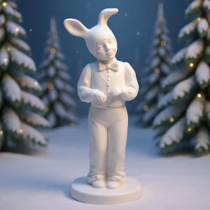 Коллекционная Авторская Статуэтка «Мой Зайчик» из серии «Детский Утренник», фарфор ИФЗ, Россия.