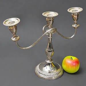 Старинный Канделябр - Подсвечник на Три Свечи, Silverplated SHEFFIELD Англия, начало ХХ века.
