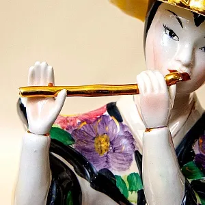 Парные Статуэтки «ДУЭТ - КИТАЙСКИЕ МУЗЫКАНТЫ», Фаянс CIA MANNA, Италия 70 гг.