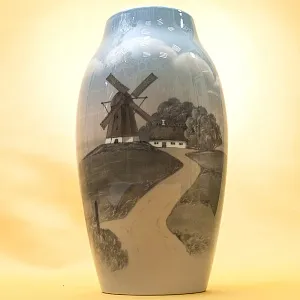 Коллекционная  Фарфоровая Ваза «Мельница», B&G Copenhagen Porcelain, Дания - 1962-1970гг.