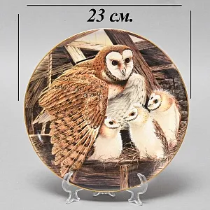 Коллекционная Тарелка «Сова Сипуха - Обнимающие птенцов» Фарфор, Franklin Porcelain США -1983 год.
