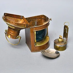 Старинный Медный Керосиновый «Сигнальный Корабельный Фонарь», Англия начало ХХ века.