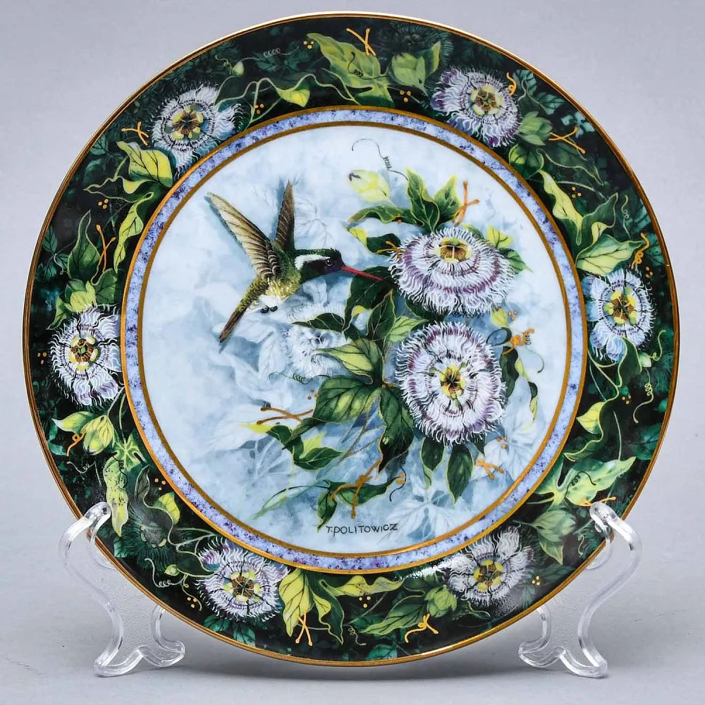 Коллекционная Фарфоровая тарелка «Белоухий колибри», FRANKLIN MINT США, 80-е годы ХХ века.