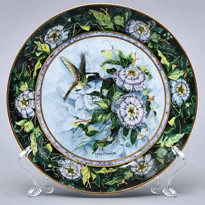 Коллекционная Фарфоровая тарелка «Белоухий колибри», FRANKLIN MINT США, 80-е годы ХХ века.