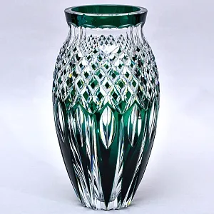 Класическая Хрустальная Ваза зелёного цвета, VAL SAINT LAMBERT, Бельгия.