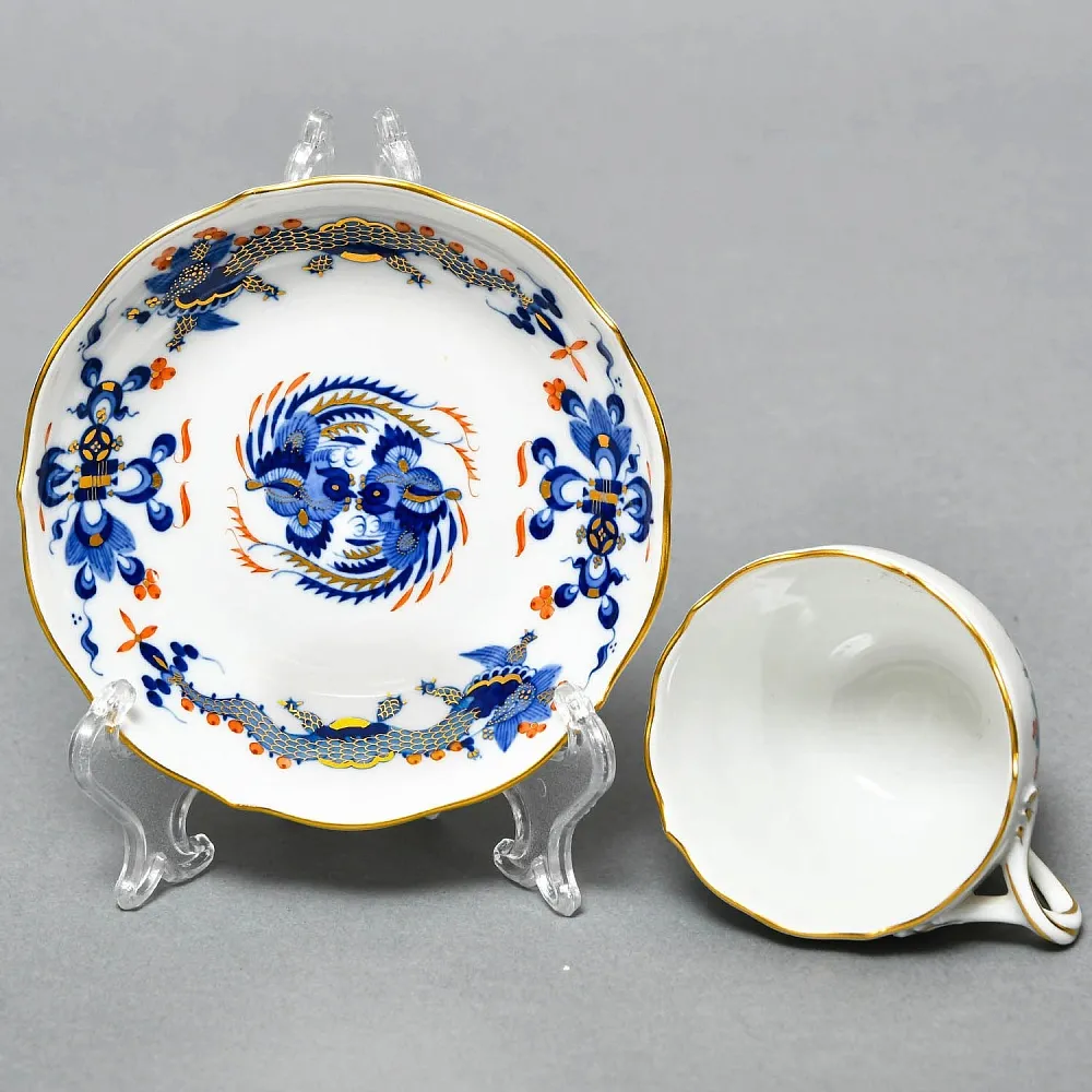 Коллекционная Кофейная пара «Синий Дракон», Фарфор, MEISSEN Германия, первая половина ХХ века.