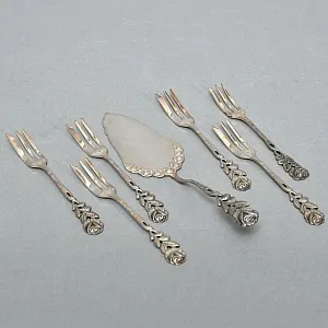 Десертный Набор Лопатка и Вилочки «Хильдесхаймская роза» Silverplate, Германия -60гг.