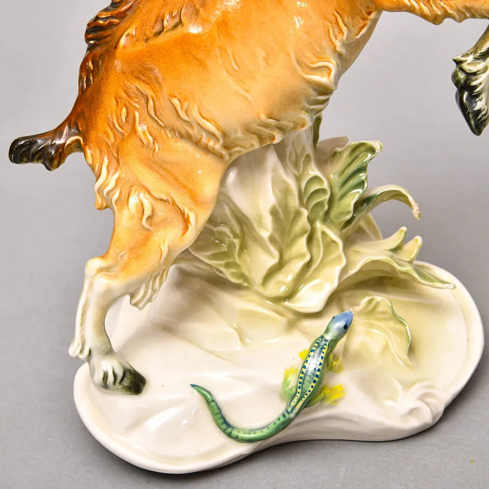 Большая Коллекционная Статуэтка «Горный Козел и Ящерица», Фарфор Karl Ens, Германия - 30-е гг. 