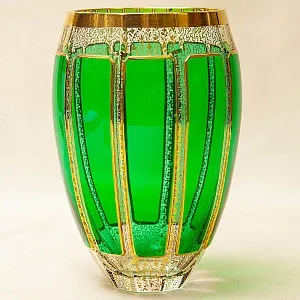 Коллекционная Ваза для Цветов «Зелёный Изумруд», Хрусталь ERNST WITTIG, Германия середина ХХ века.