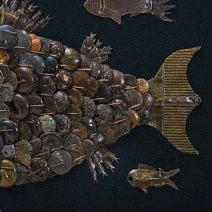 Настенное Коллекционное Панно - Картина «Рыбки», Россия конец XIX - начало ХХ века.